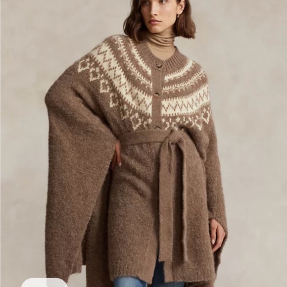 NWT Polo Ralph Lauren Fair Isle Wool-Blend Cape Cardigan - Picture 2 of 7
